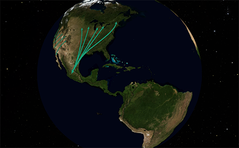 Monarch butterfly migration visualization