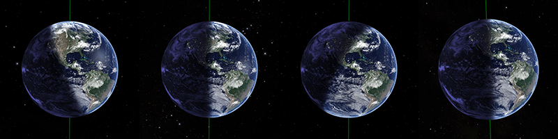 Summer Solstice / Vernal Equinox / Winter Solstice / Fall Equinox (NASA Blue Marble Next Generation)