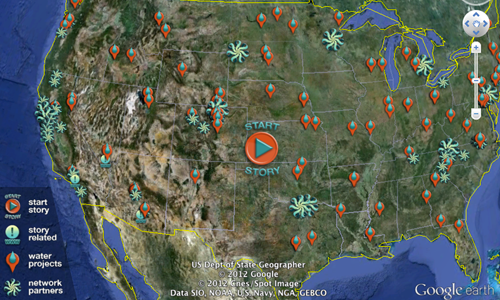 The Google Earth tour: a map of the United States with story markers
